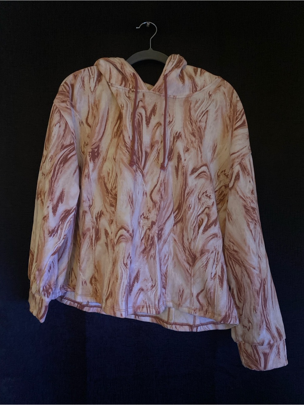 Style Not Size - Marble-Print Hooded Pullover Blush Pink size 3X